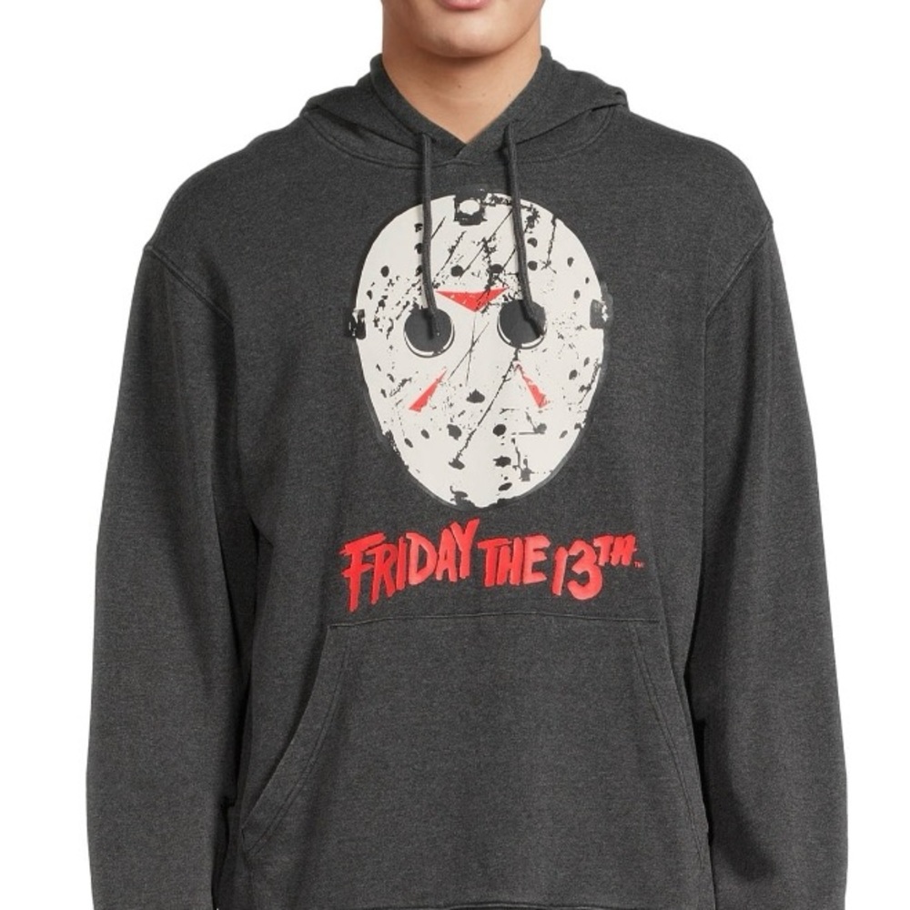 Friday The 13th Mens Medium Pullover Long Sleeve Gray Hoodie - Picture 2 of 13